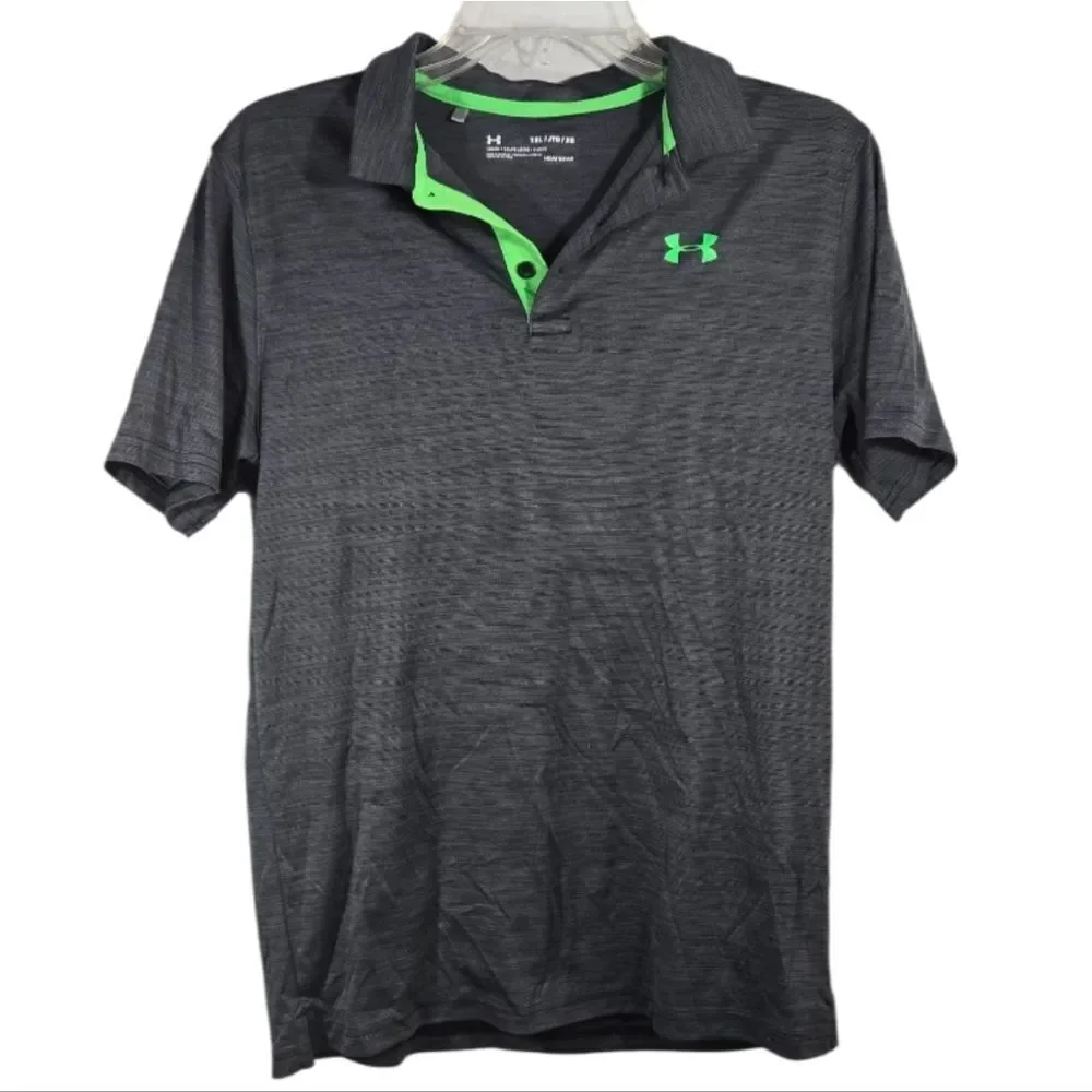 Under Armour HeatGear Polo YXL 18 20 Gray Golf School Performance Shirt Loose